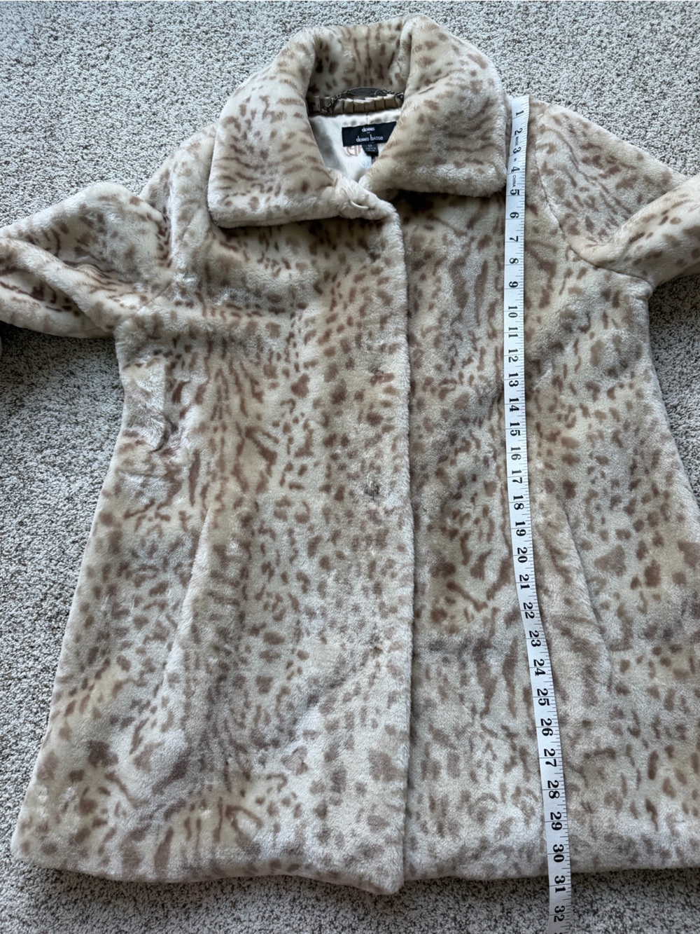 Dennis by Dennis Basso Faux Fur Animal Print Jacket Coat Women’s Medium Beige - Picture 13 of 14